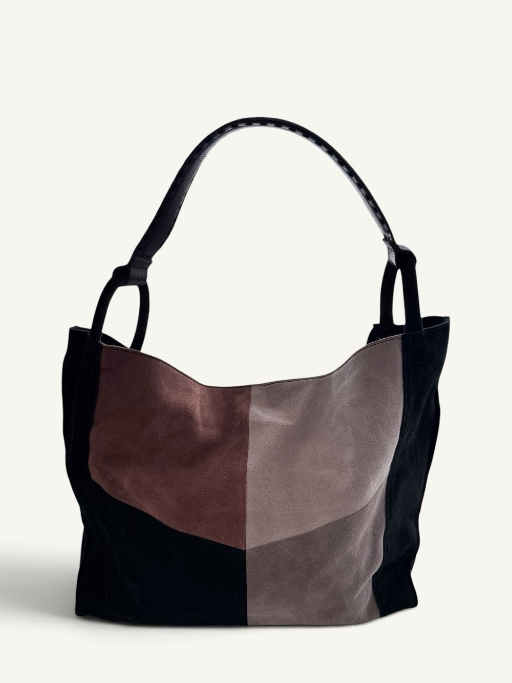 The Sak Los Feliz Large Suede Leather Colorblock Tote Bag NWOT